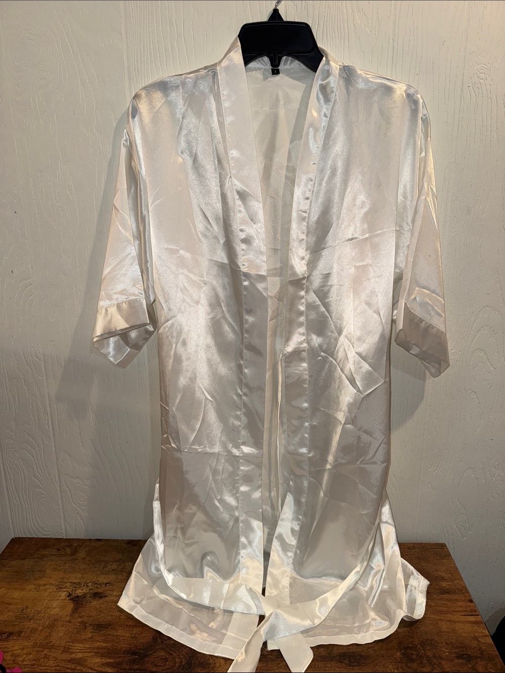 Satin Kimono Robe in Ivory